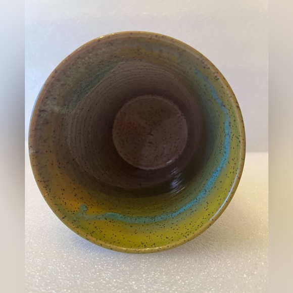 Carmen’s Pottery Maple Leaf Imprint Green Aqua Planter Vase & bowl - Picture 5 of 11